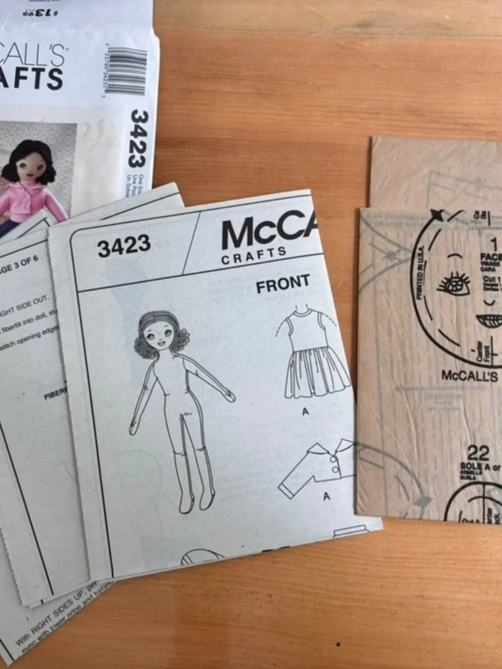 McCall's Crafts pattern #3423 retro-style Betsy McCall rag doll Uncut